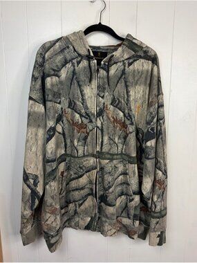 Browning Full Zip Hoodie Sweatshirt Camo Mossy Oak Mens 3XL Camouflage Hunting